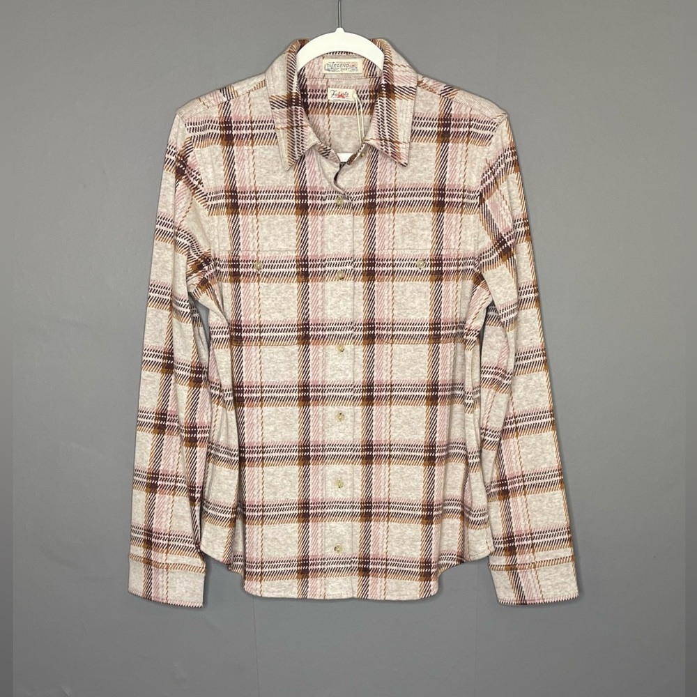 Faherty Women's Legend Sweater Shirt Plaid Cranberry Haze NWT - Picture 2 of 15